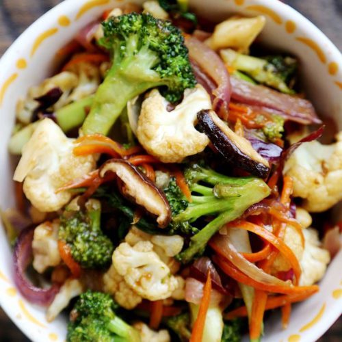 Vegetable Stir Fry with Carrots Broccoli and Cauliflower