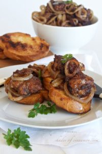 Chicken Liver and Sweet onion Crostini