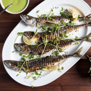 Grilled Herring with Peas Mint and Meyer Lemon Recipe 6 1