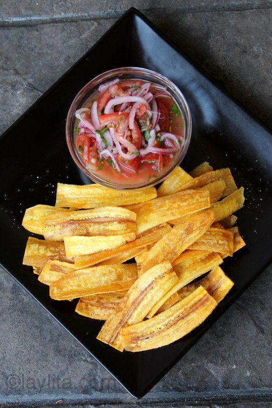 Homemade chifles or thin fried green plantain chips Laylita com 1