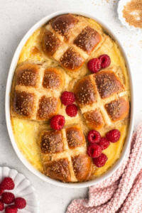Hot Cross Bun Bread and Butter Pudding