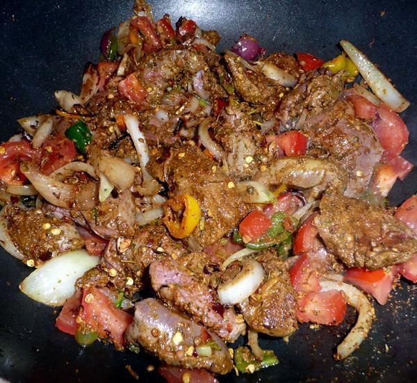 Lambs Liver or Kidney Spicy Masala Stir fry