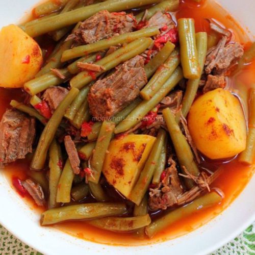 Green Beans Stew with Meat Mashurka me Mish When Feta Met Olive