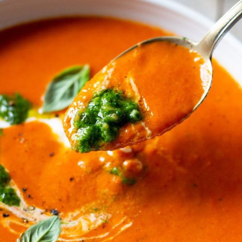 Roasted Red Pepper Soup Creamy Healthy And Delicious