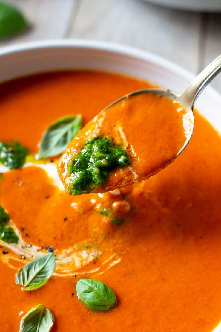 Roasted Red Pepper Soup Creamy Healthy And Delicious