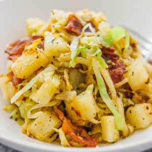 fried cabbage and potatoes with bacon 1